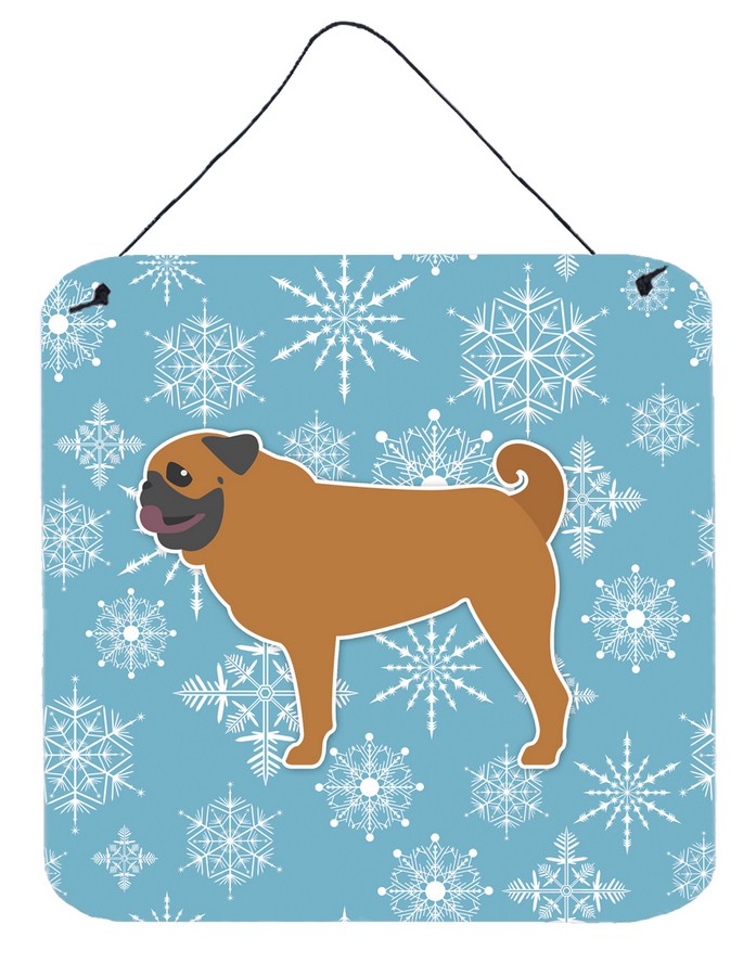 Winter Snowflake Pug Wall or Door Hanging Prints