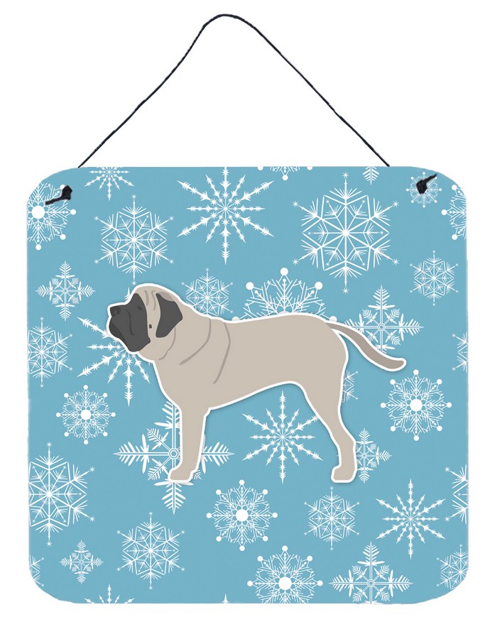 Winter Snowflake English Mastiff Wall or Door Hanging Prints