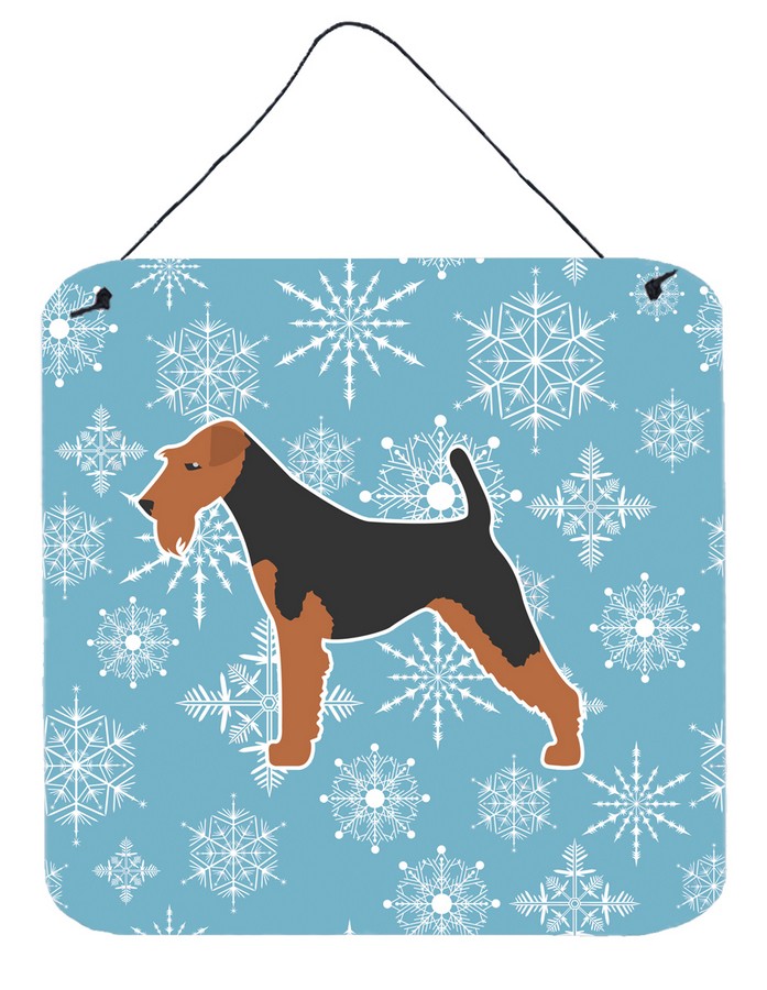 Winter Snowflake Airedale Terrier Wall or Door Hanging Prints