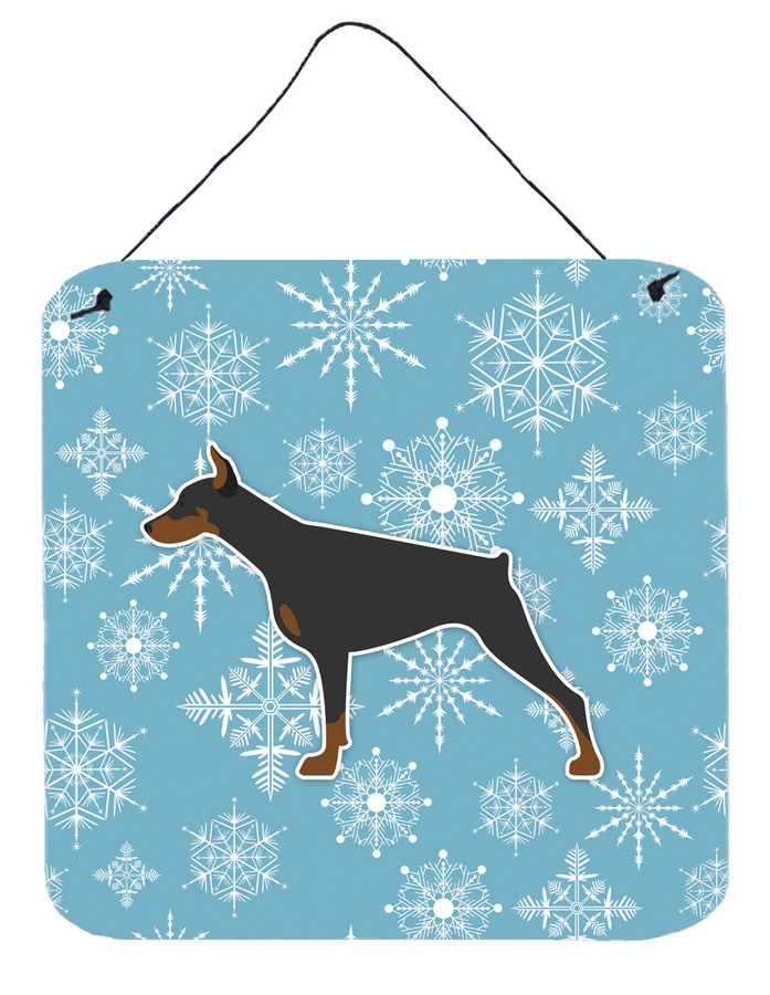Winter Snowflake Doberman Pinscher Wall or Door Hanging Prints