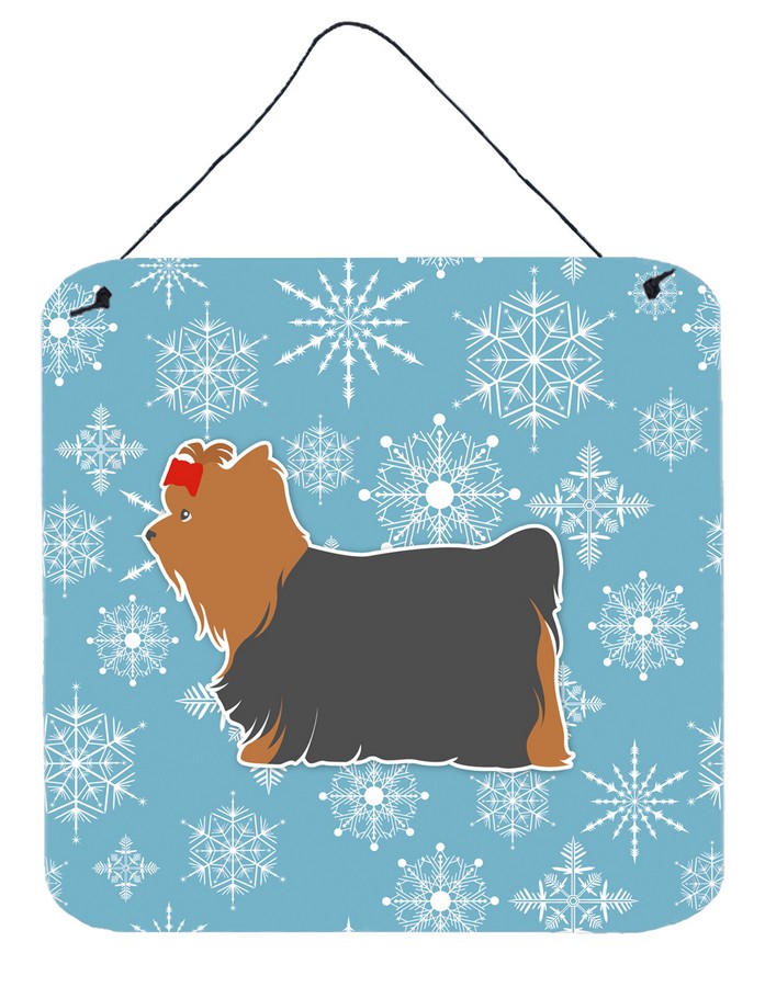 Winter Snowflake Yorkshire Terrier Yorkie Wall or Door Hanging Prints
