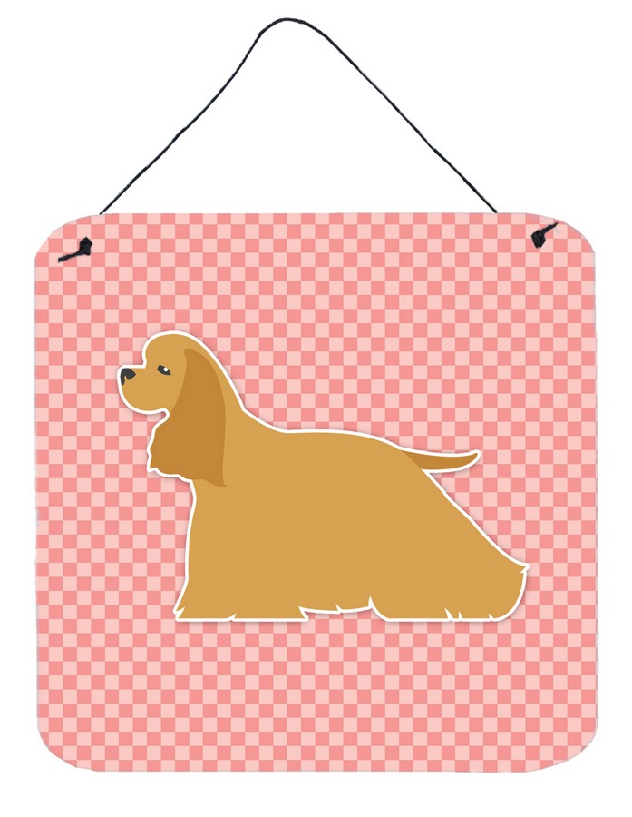 Cocker Spaniel Checkerboard Pink Wall or Door Hanging Prints