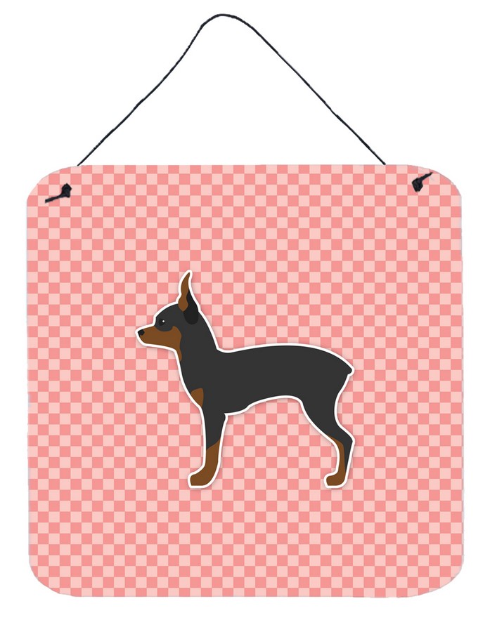 Toy Fox Terrier Checkerboard Pink Wall or Door Hanging Prints