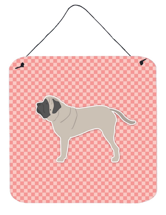 English Mastiff Checkerboard Pink Wall or Door Hanging Prints