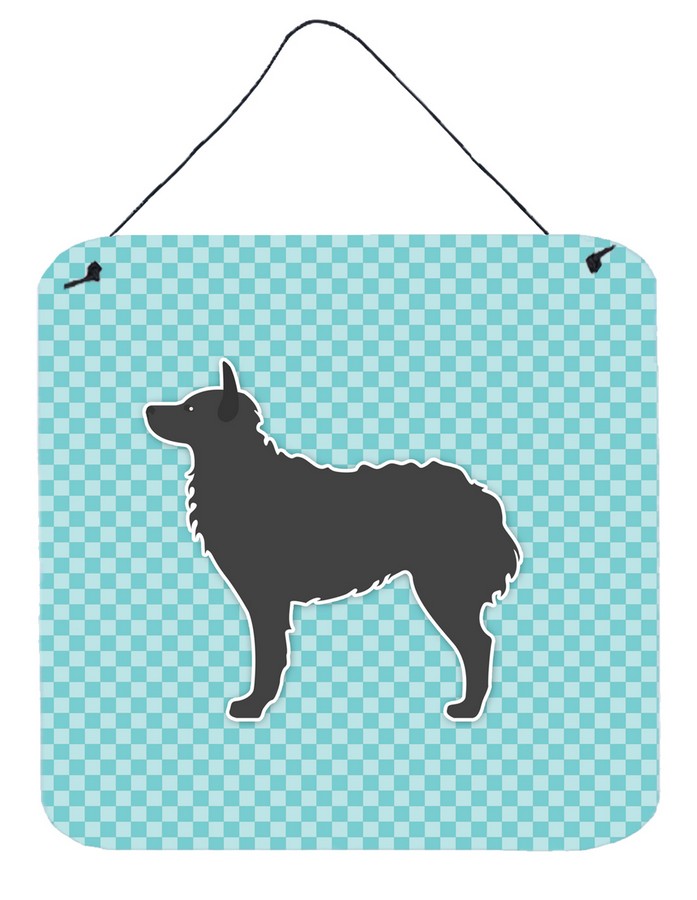 Croatian Sheepdog Checkerboard Blue Wall or Door Hanging Prints
