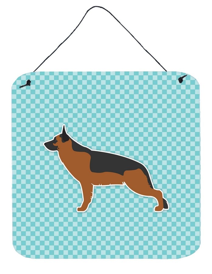 German Shepherd Checkerboard Blue Wall or Door Hanging Prints