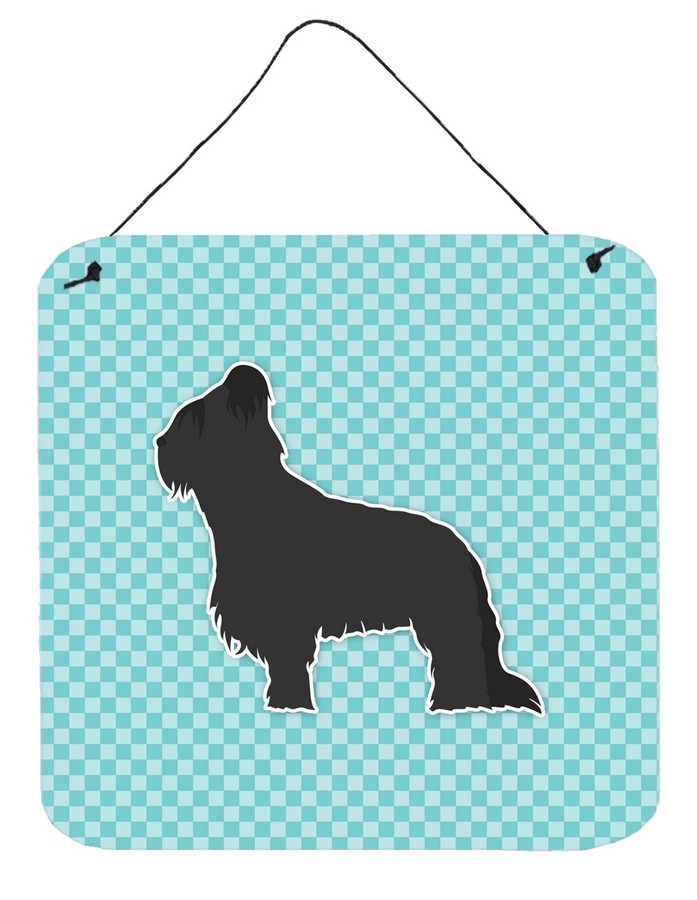 Briard Checkerboard Blue Wall or Door Hanging Prints