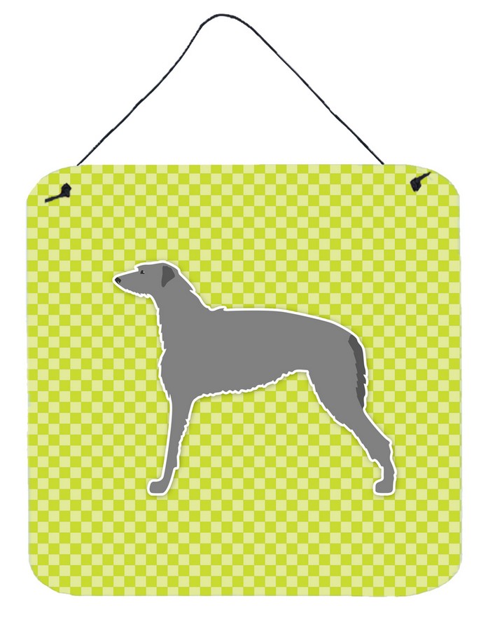 Scottish Deerhound Checkerboard Green Wall or Door Hanging Prints