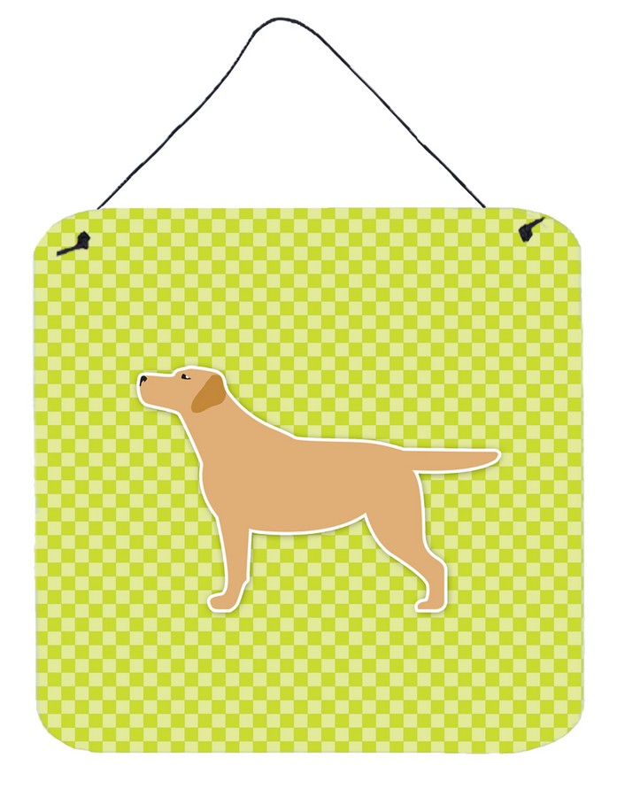 Yellow Labrador Retriever Checkerboard Green Wall or Door Hanging Prints