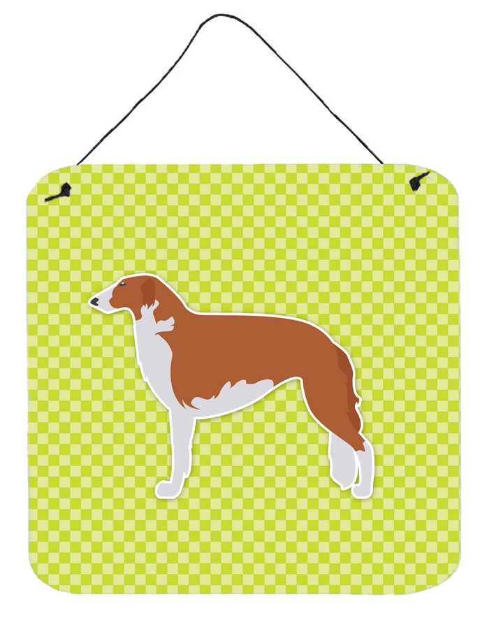 Borzoi Russian Greyhound Checkerboard Green Wall or Door Hanging Prints