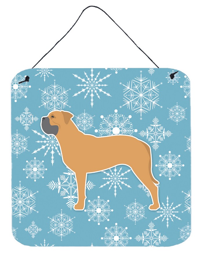 Winter Snowflake Bullmastiff Wall or Door Hanging Prints