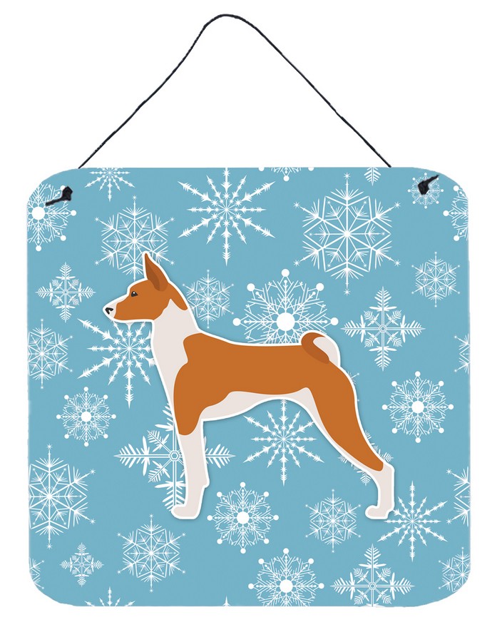 Winter Snowflake Basenji Wall or Door Hanging Prints