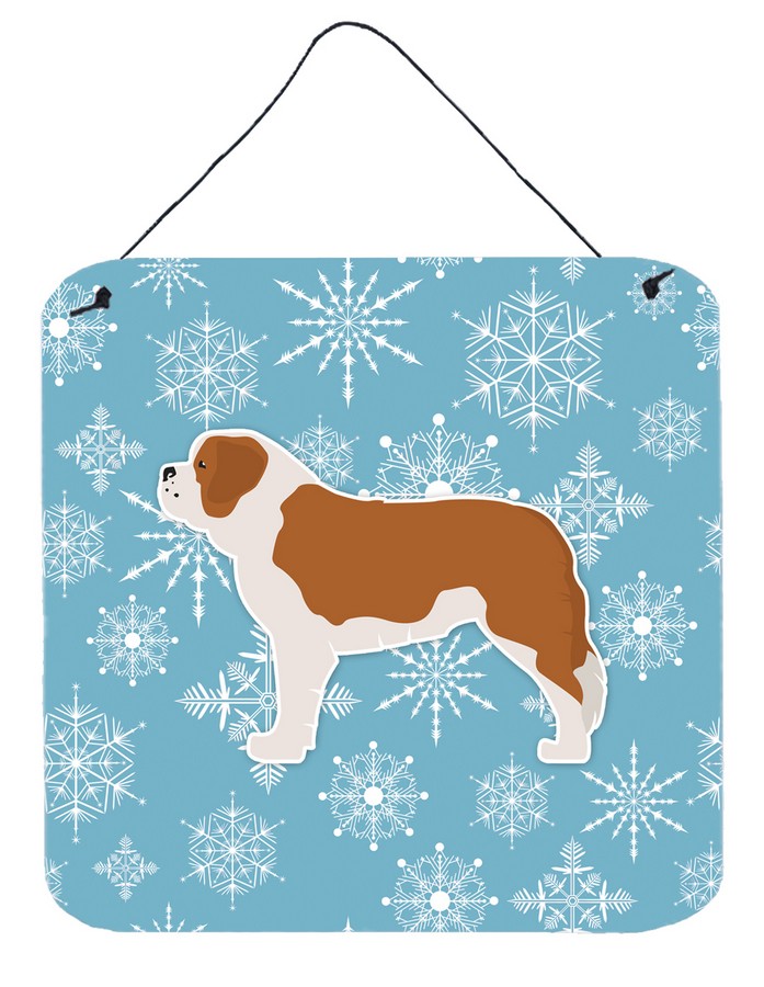 Winter Snowflake Saint Bernard Wall or Door Hanging Prints