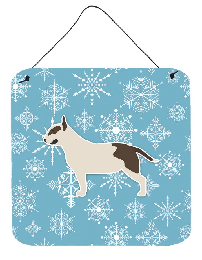Winter Snowflake Bull Terrier Wall or Door Hanging Prints