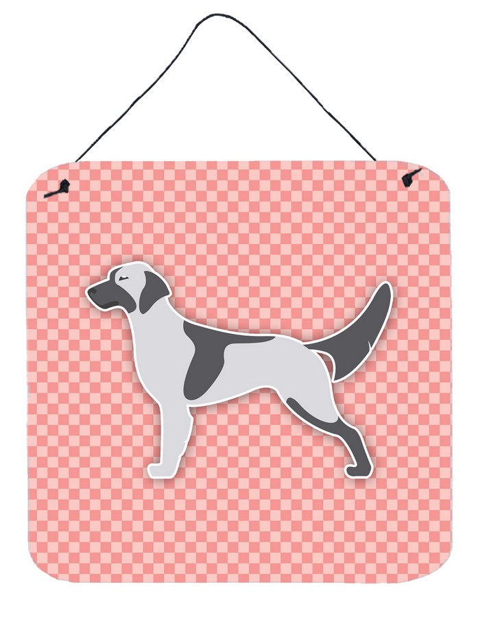 English Setter Checkerboard Pink Wall or Door Hanging Prints