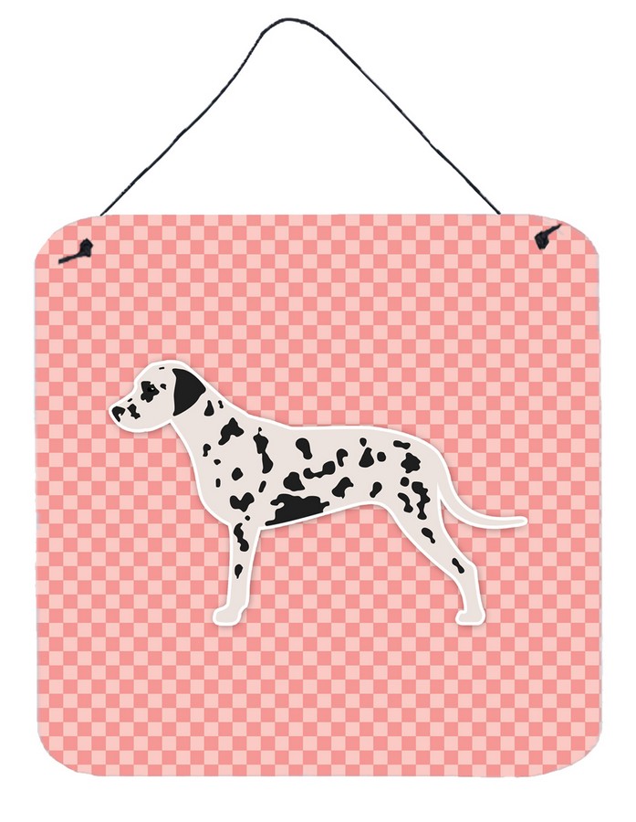 Dalmatian Checkerboard Pink Wall or Door Hanging Prints