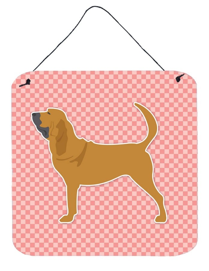 Bloodhound Checkerboard Pink Wall or Door Hanging Prints
