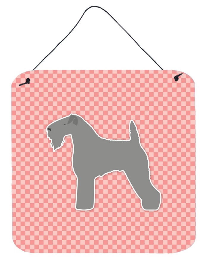 Kerry Blue Terrier Checkerboard Pink Wall or Door Hanging Prints
