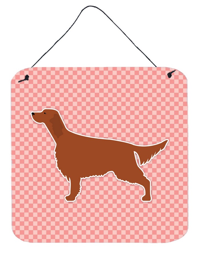 Irish Setter Checkerboard Pink Wall or Door Hanging Prints
