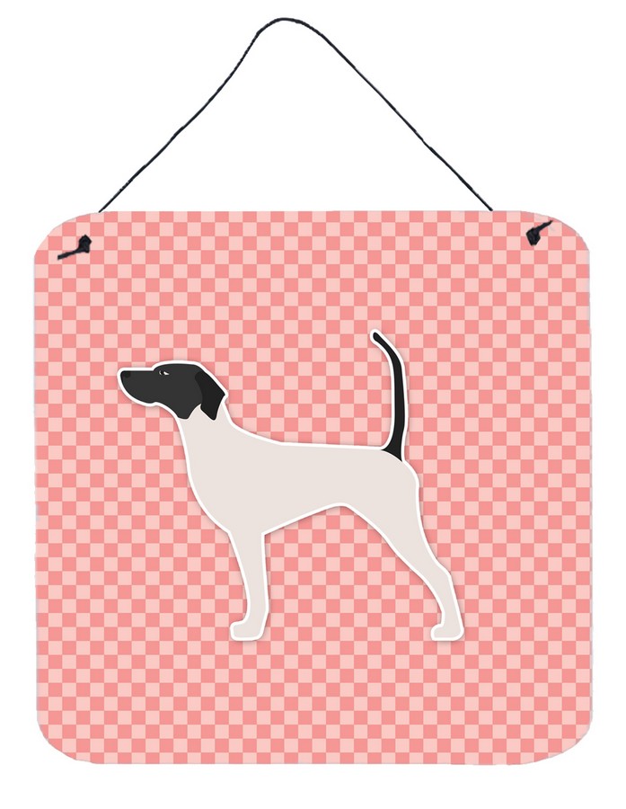 English Pointer Checkerboard Pink Wall or Door Hanging Prints