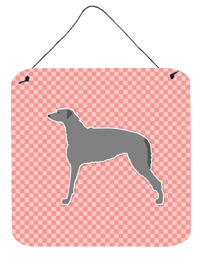 Scottish Deerhound Checkerboard Pink Wall or Door Hanging Prints