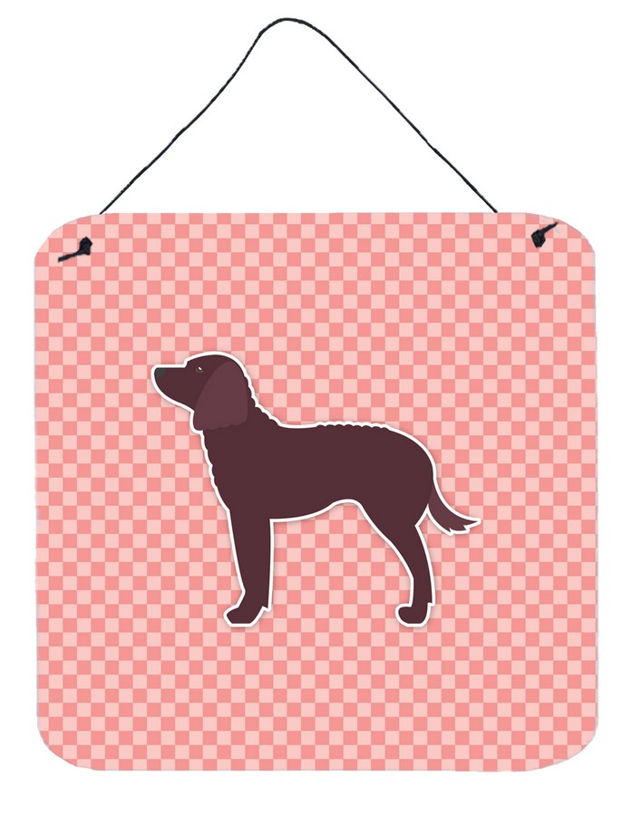 American Water Spaniel Checkerboard Pink Wall or Door Hanging Prints