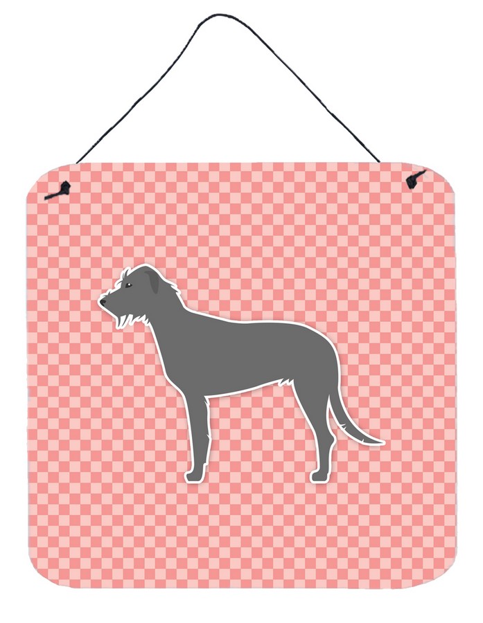 Irish Wolfhound Checkerboard Pink Wall or Door Hanging Prints