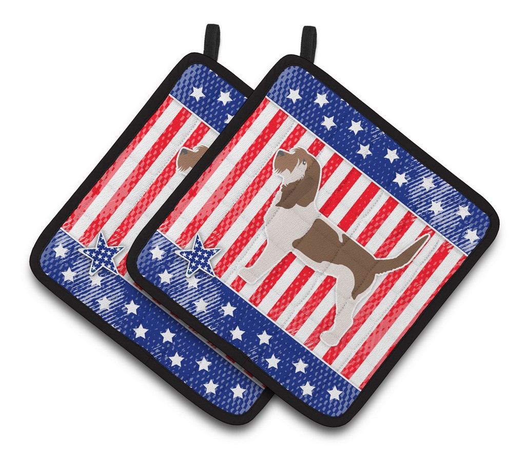 Picture of Carolines Treasures BB3290PTHD USA Patriotic Grand Basset Griffon Vendeen Pair of Pot Holders