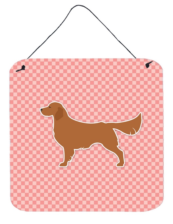Golden Retriever Checkerboard Pink Wall or Door Hanging Prints