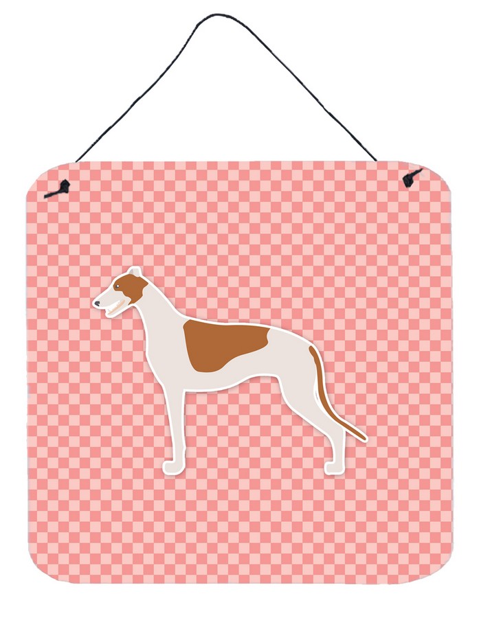 Greyhound Checkerboard Pink Wall or Door Hanging Prints