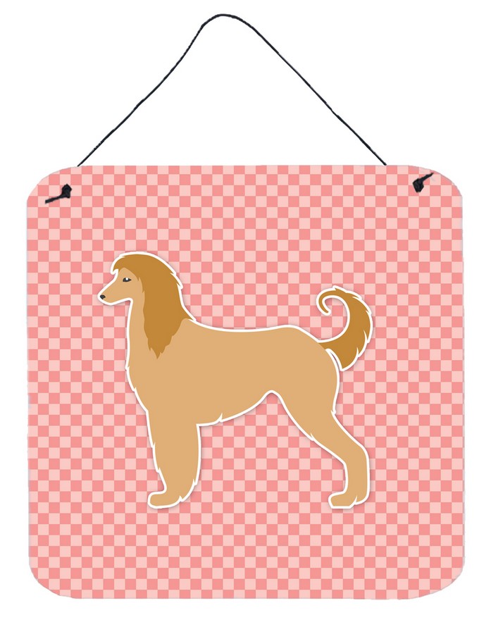 Afghan Hound Checkerboard Pink Wall or Door Hanging Prints