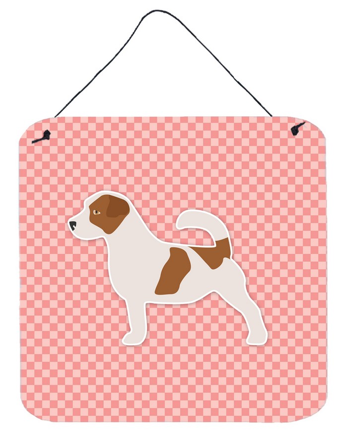 Jack Russell Terrier Checkerboard Pink Wall or Door Hanging Prints