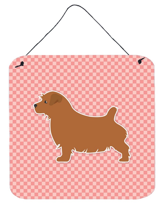 Norfolk Terrier Checkerboard Pink Wall or Door Hanging Prints