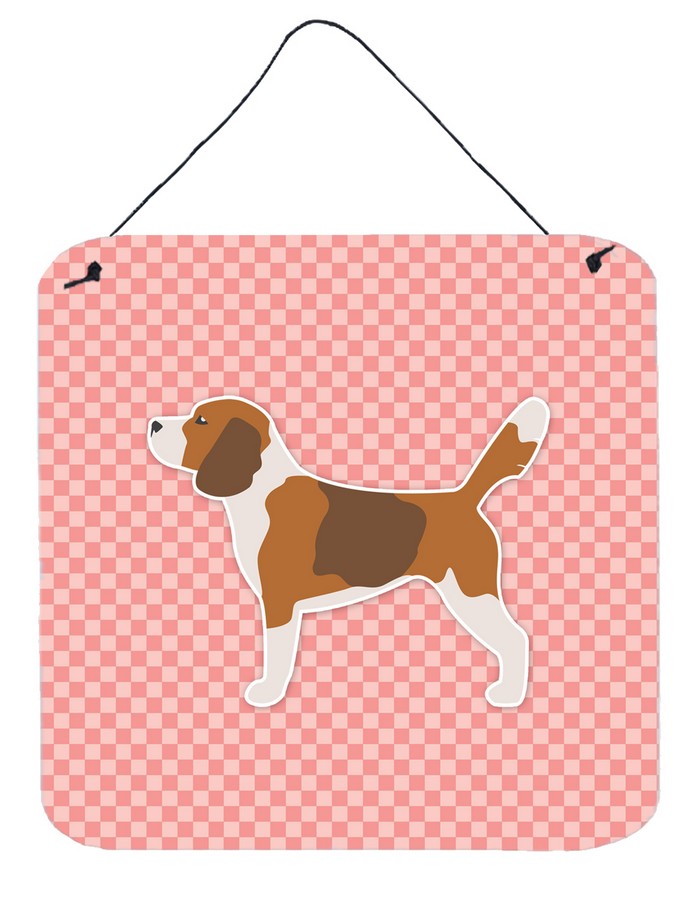 Beagle Checkerboard Pink Wall or Door Hanging Prints