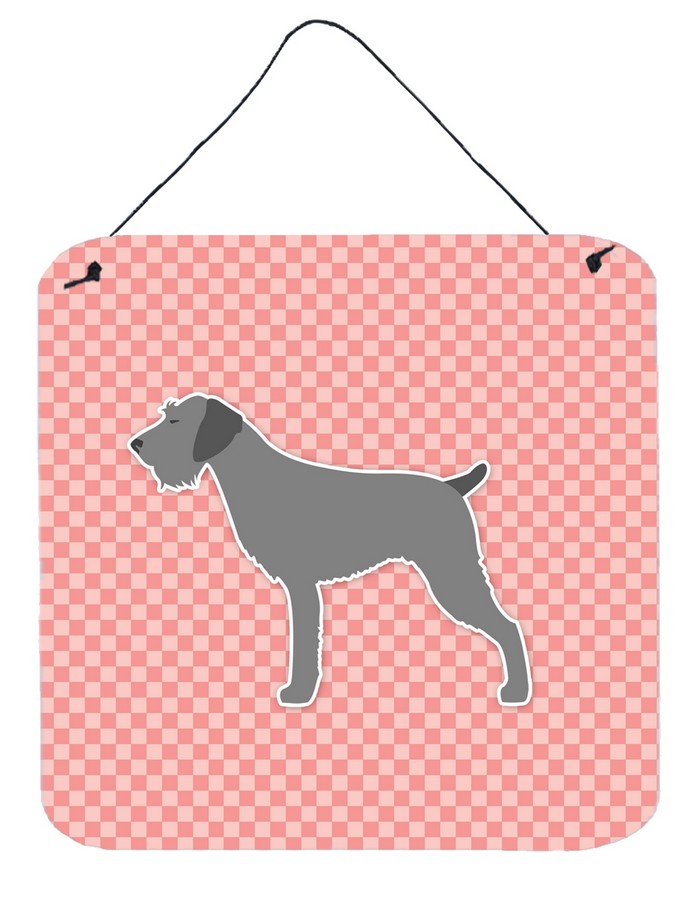German Wirehaired Pointer Checkerboard Pink Wall or Door Hanging Prints