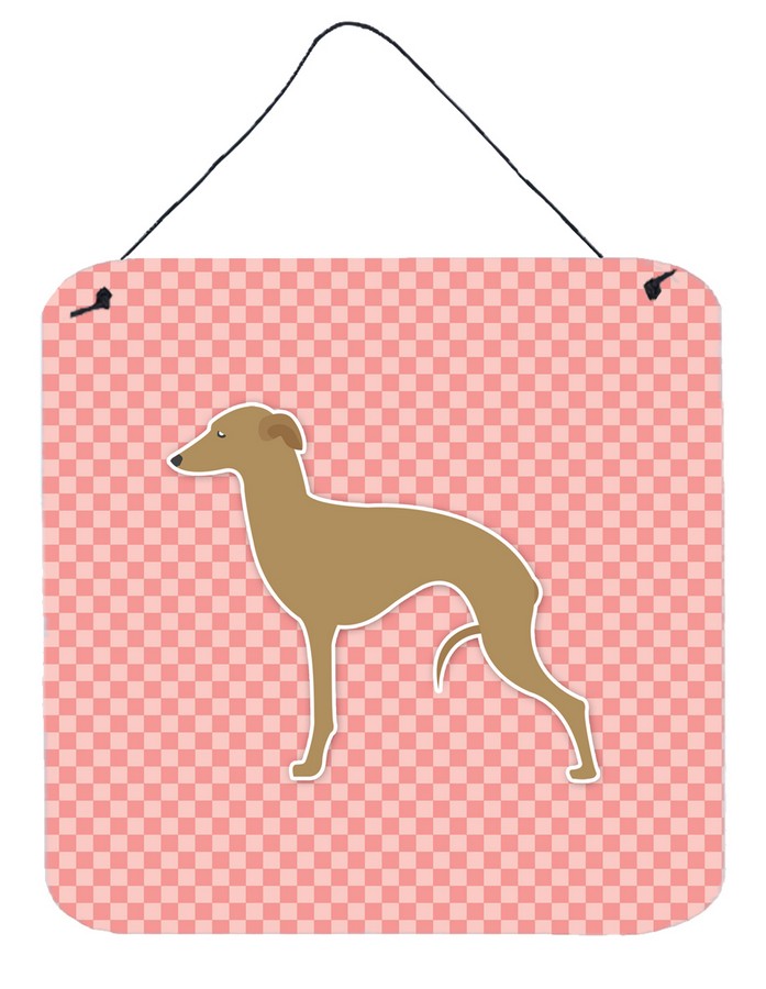 Italian Greyhound Checkerboard Pink Wall or Door Hanging Prints