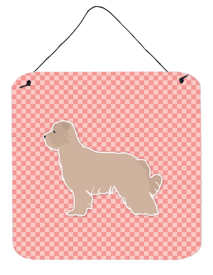 Pyrenean Shepherd Checkerboard Pink Wall or Door Hanging Prints