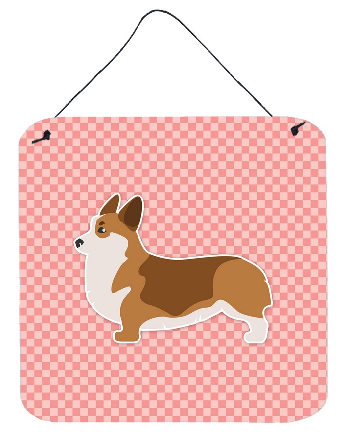 Corgi Checkerboard Pink Wall or Door Hanging Prints