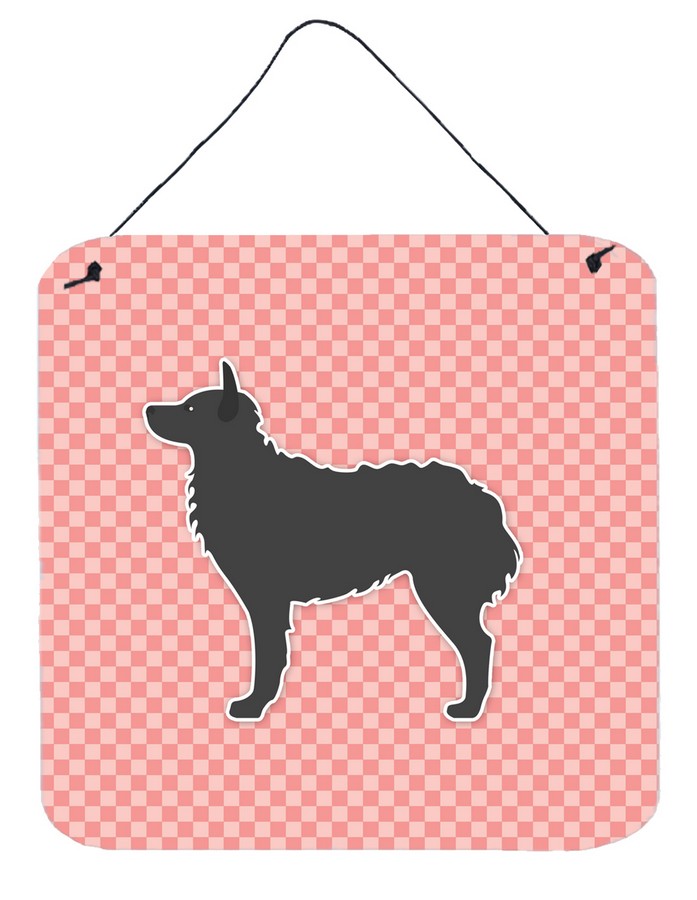 Croatian Sheepdog Checkerboard Pink Wall or Door Hanging Prints