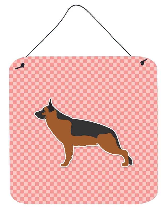 German Shepherd Checkerboard Pink Wall or Door Hanging Prints