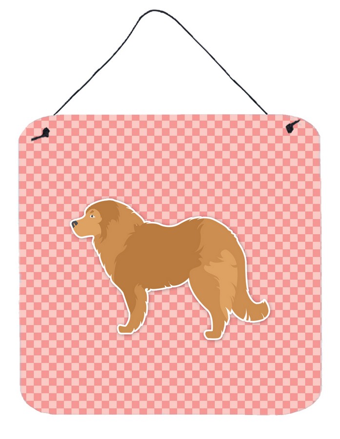 Caucasian Shepherd Dog Checkerboard Pink Wall or Door Hanging Prints