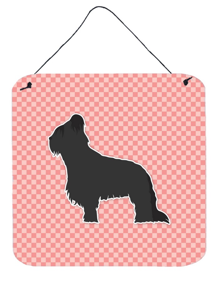 Briard Checkerboard Pink Wall or Door Hanging Prints