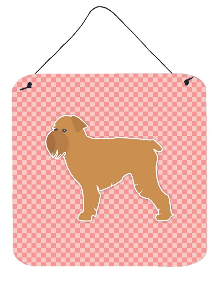 Brussels Griffon Checkerboard Pink Wall or Door Hanging Prints