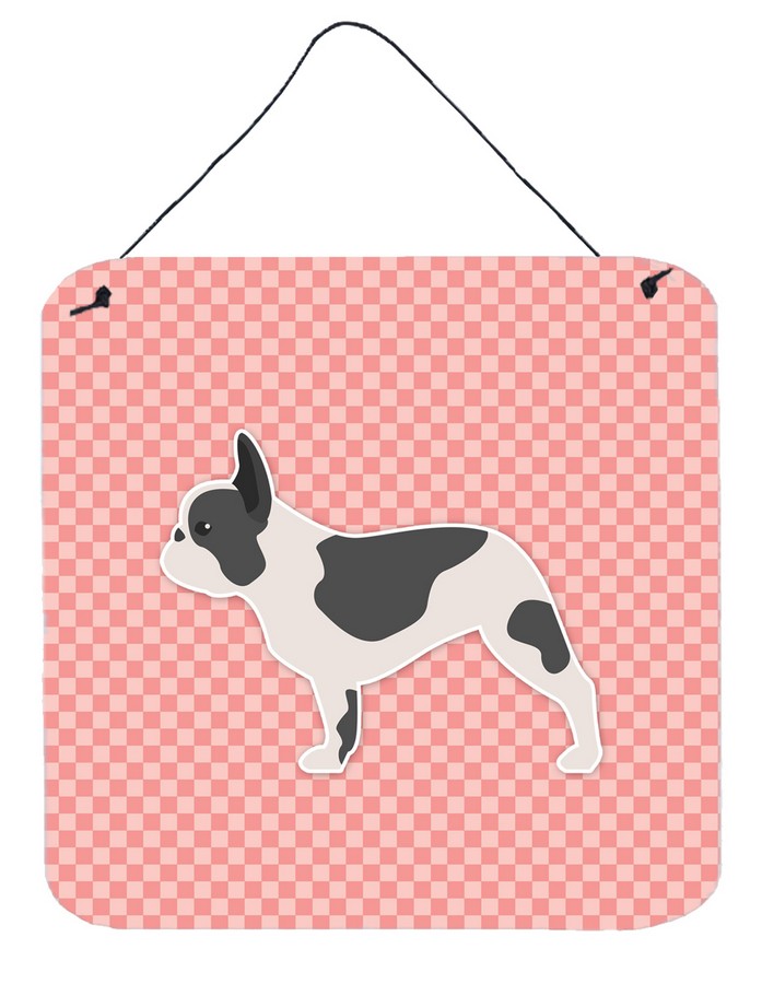 French Bulldog Checkerboard Pink Wall or Door Hanging Prints