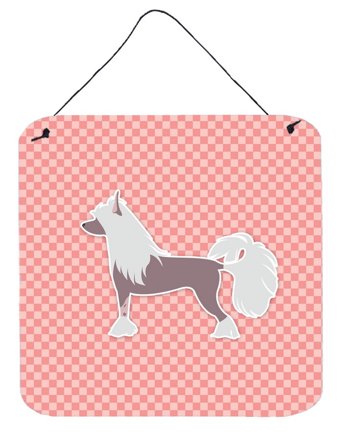 Chinese Crested Checkerboard Pink Wall or Door Hanging Prints