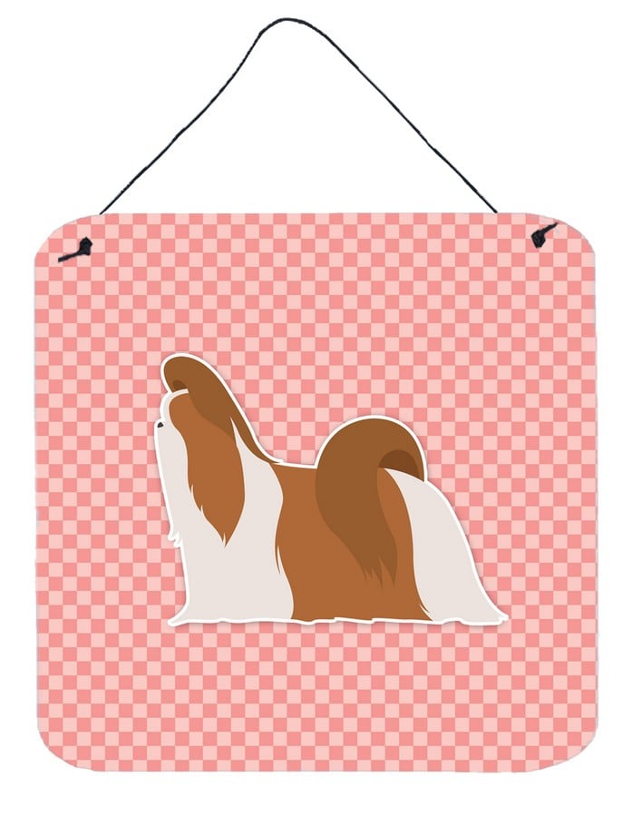 Shih Tzu Checkerboard Pink Wall or Door Hanging Prints