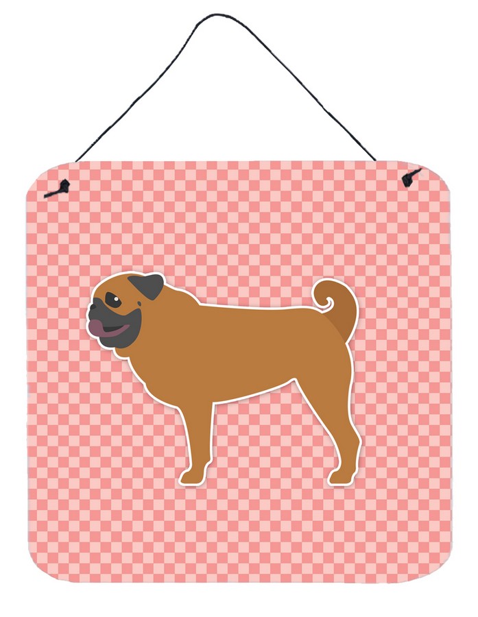 Pug Checkerboard Pink Wall or Door Hanging Prints