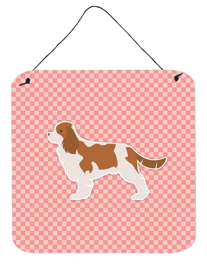 Cavalier King Charles Spaniel Checkerboard Pink Wall or Door Hanging Prints