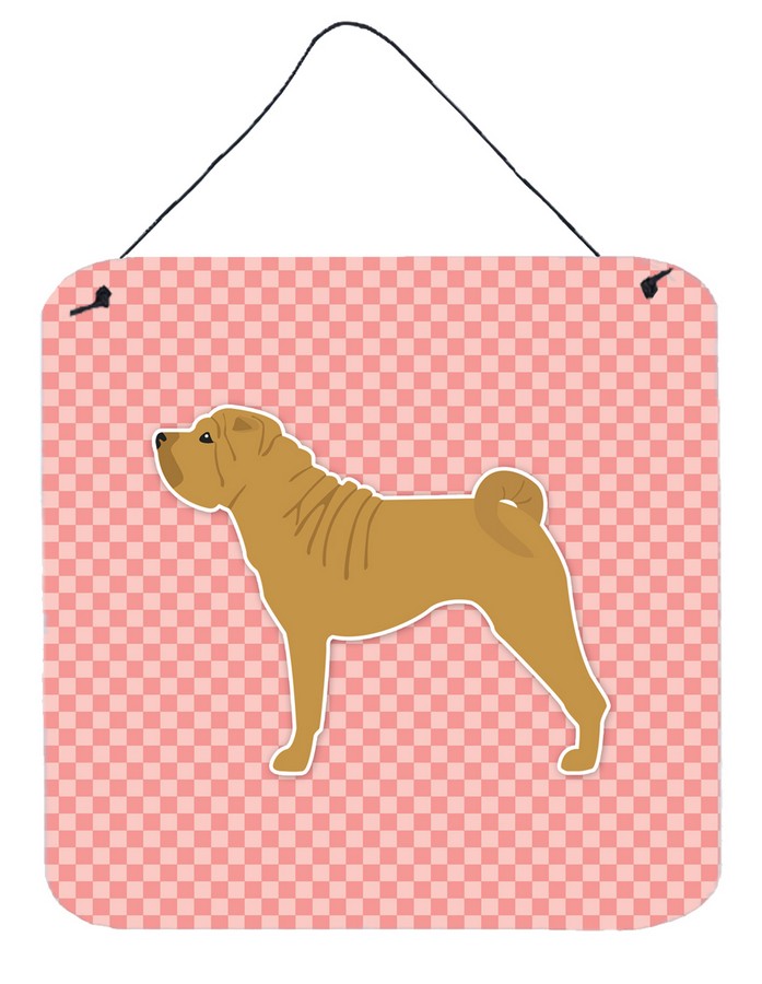 Shar Pei Merry Checkerboard Pink Wall or Door Hanging Prints