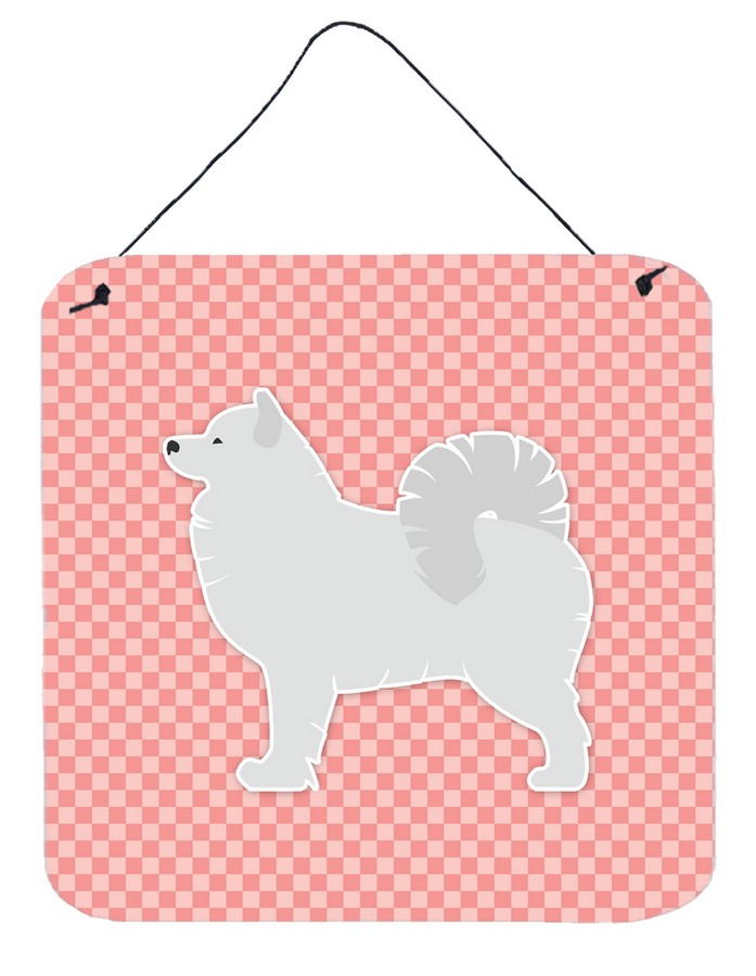 Samoyed Checkerboard Pink Wall or Door Hanging Prints